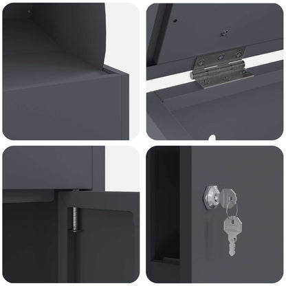 vidaXL Parcel Drop Box with Storage Anthracite 47.5 x 38 x 59 cm Steel