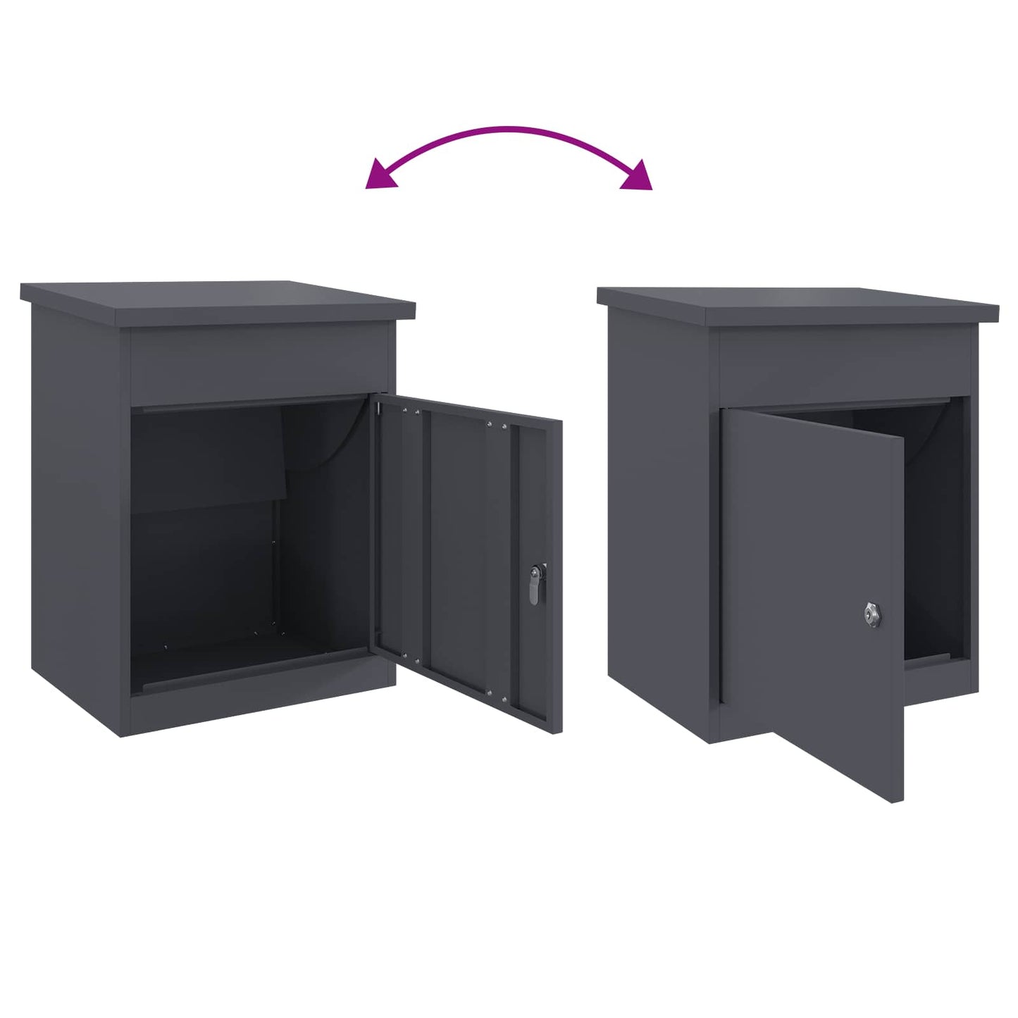 vidaXL Parcel Drop Box with Storage Anthracite 47.5 x 38 x 59 cm Steel