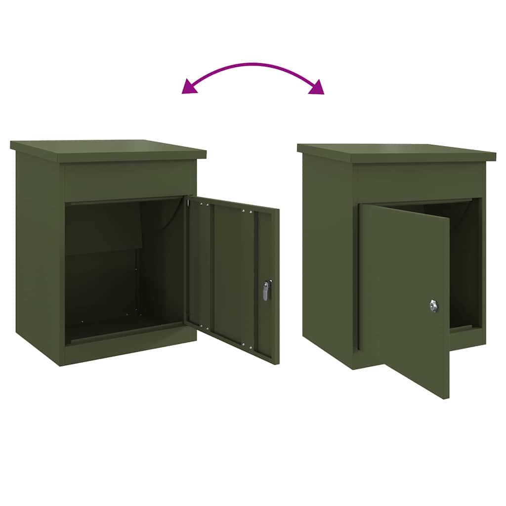 vidaXL Parcel Drop Box with Door Olive green 47.5 x 38 x 59 cm Steel