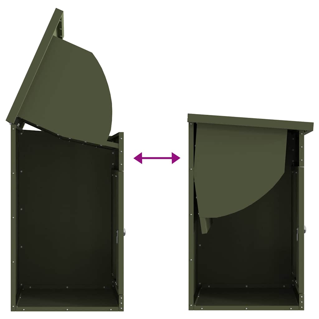 vidaXL Parcel Drop Box with Door Olive green 47.5 x 38 x 59 cm Steel