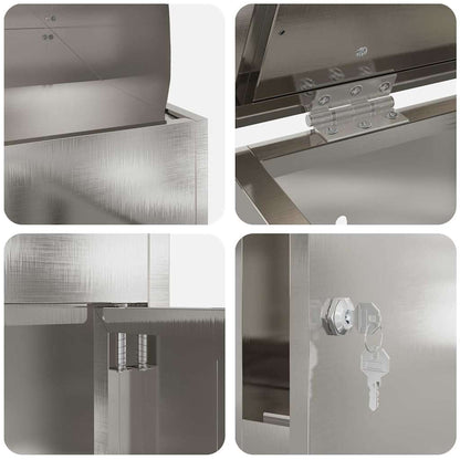 vidaXL Parcel Drop Box Silver 47.5 x 38 x 59 cm Stainless Steel