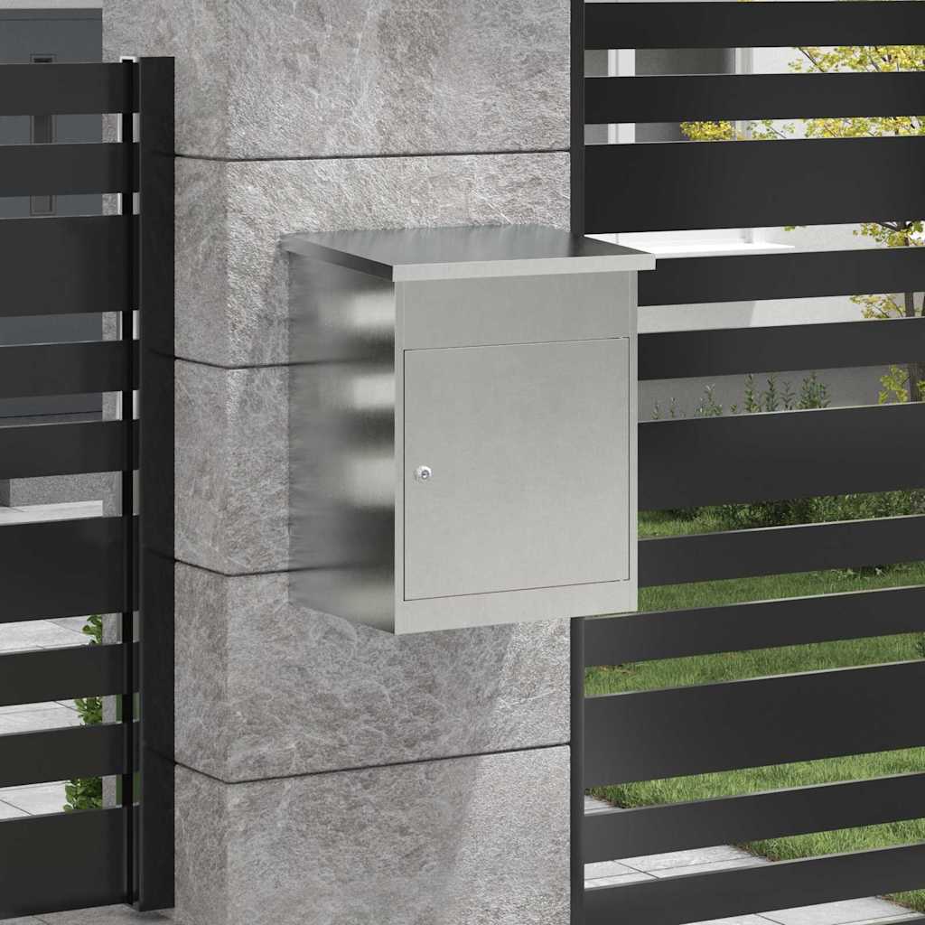 vidaXL Parcel Drop Box Silver 47.5 x 38 x 59 cm Stainless Steel