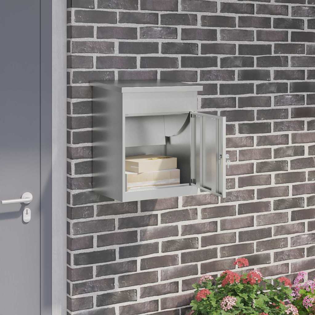 vidaXL Parcel Drop Box Black 47.5 x 38 x 59 cm Galvanised Steel