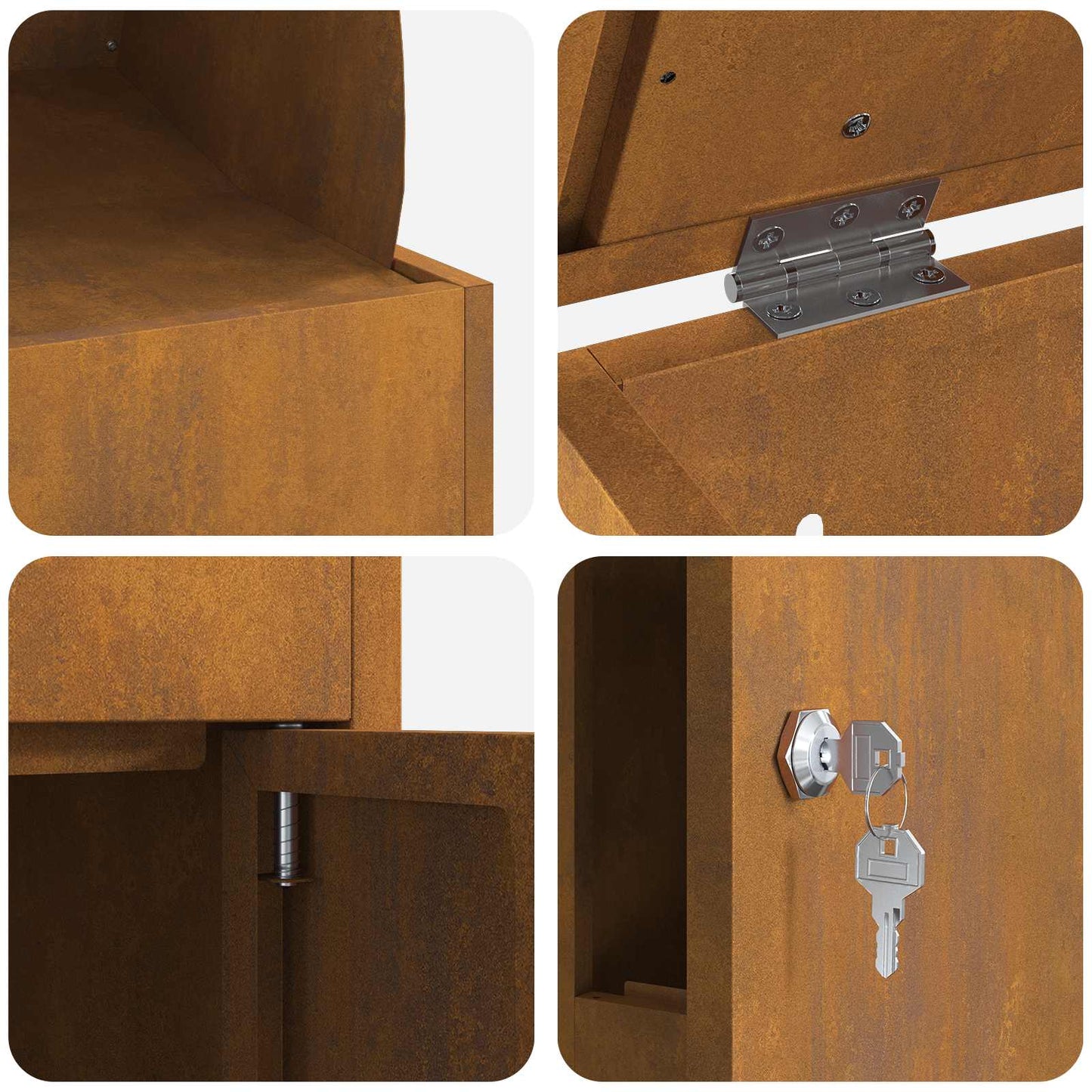 vidaXL Parcel Drop Box Rusty 47.5 x 38 x 59 cm Weathering Steel