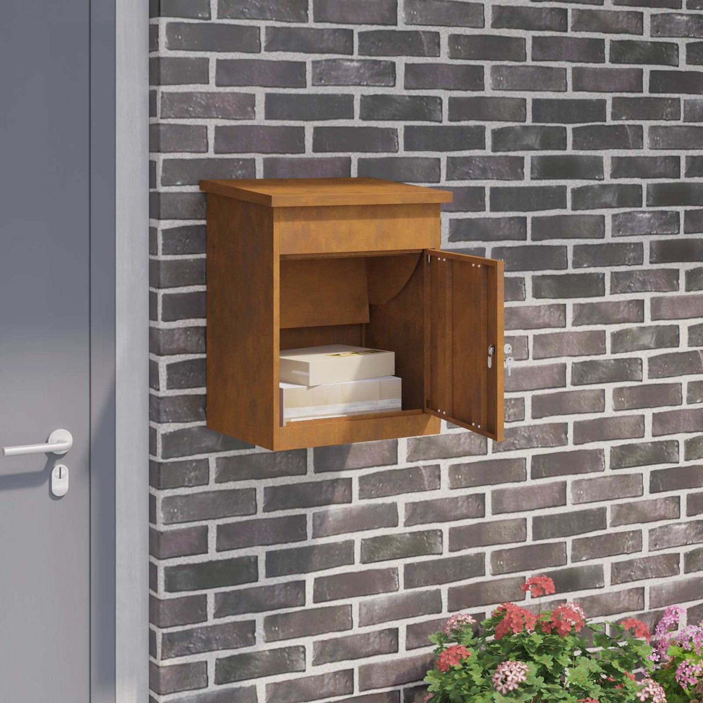 vidaXL Parcel Drop Box Rusty 47.5 x 38 x 59 cm Weathering Steel