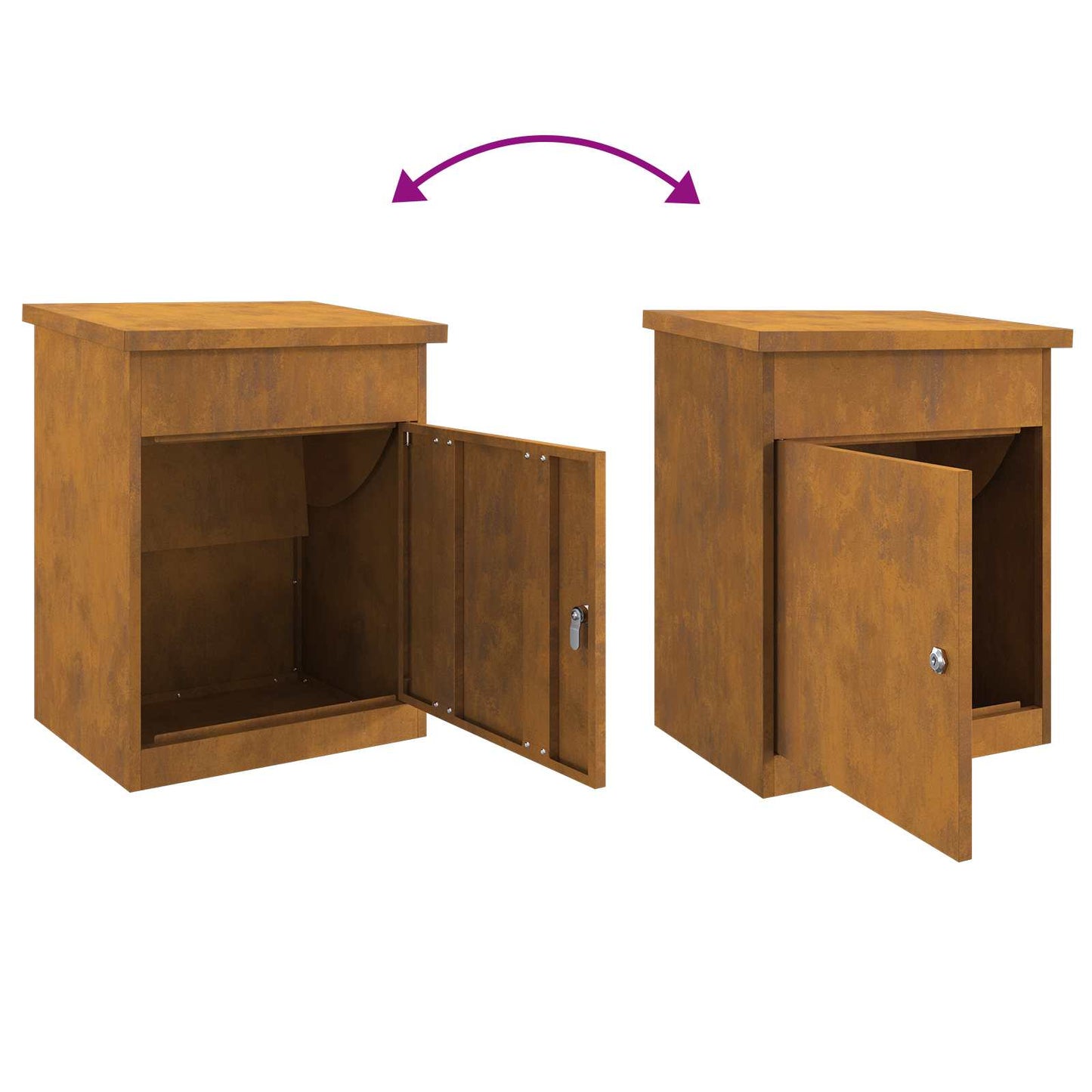 vidaXL Parcel Drop Box Rusty 47.5 x 38 x 59 cm Weathering Steel