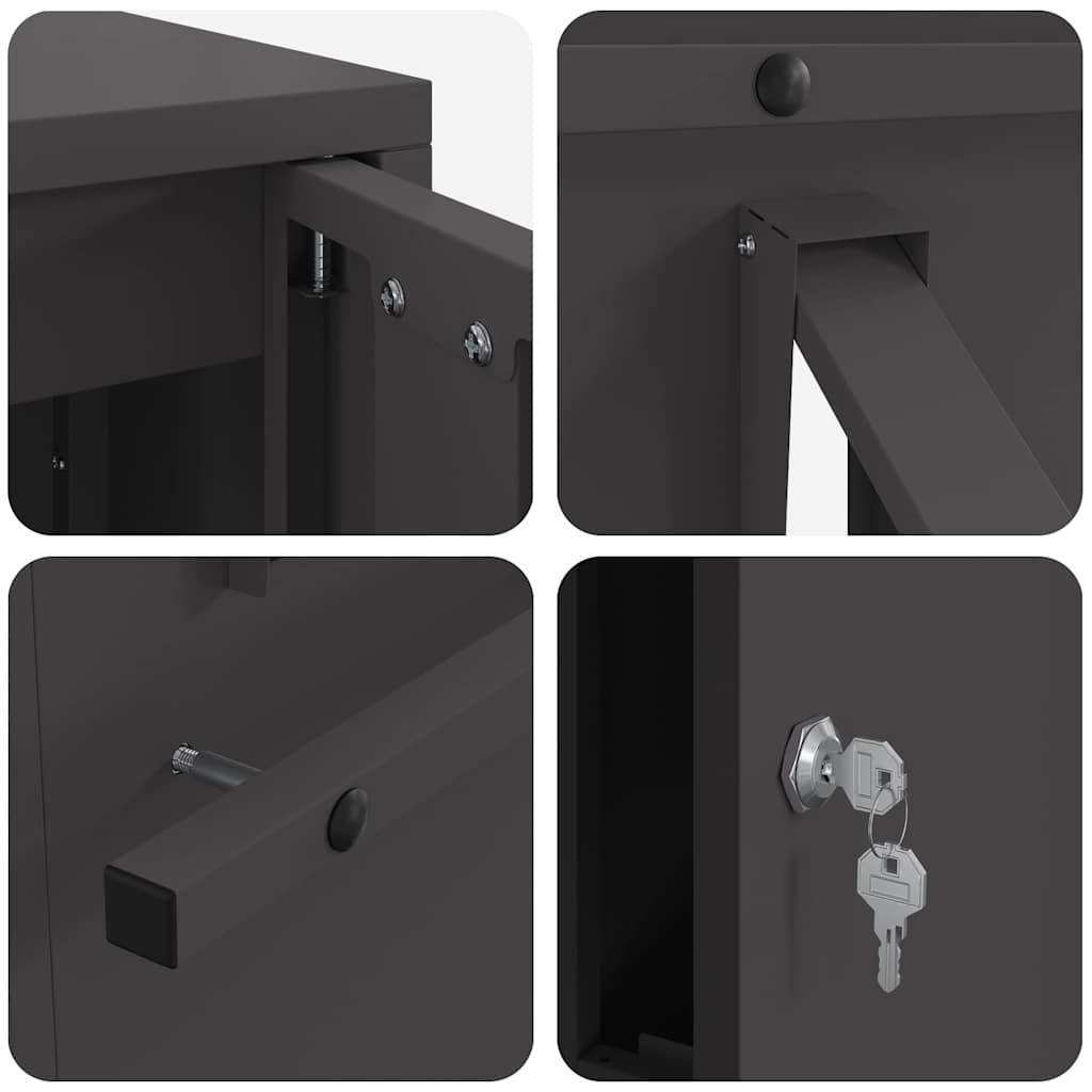 vidaXL Mailbox with Storage with Door Black 30 x 20 x 55 cm Steel