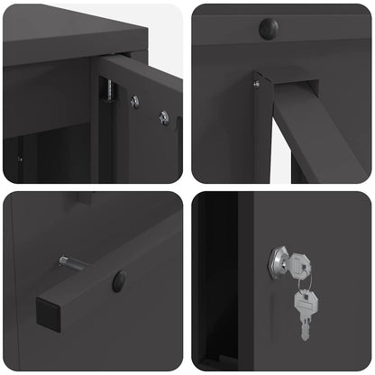 vidaXL Mailbox with Storage with Door Black 30 x 20 x 55 cm Steel