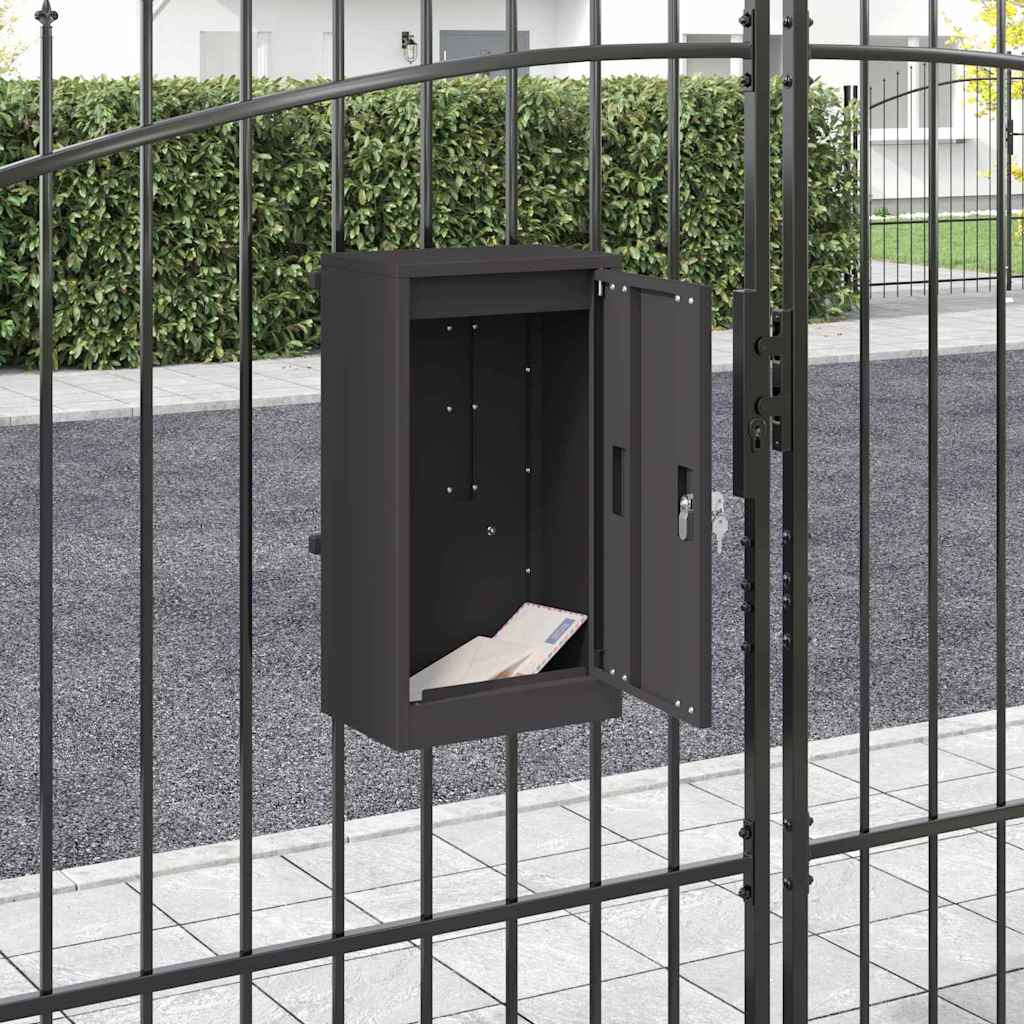 vidaXL Mailbox with Storage with Door Black 30 x 20 x 55 cm Steel