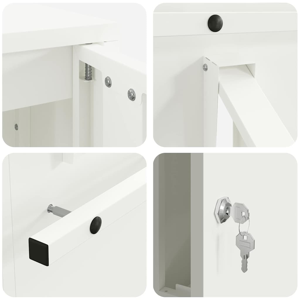 vidaXL Mailbox with Storage with Door White 30 x 20 x 55 cm Steel