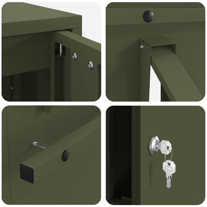 vidaXL Mailbox with Storage Olive green 30 x 20 x 55 cm Steel