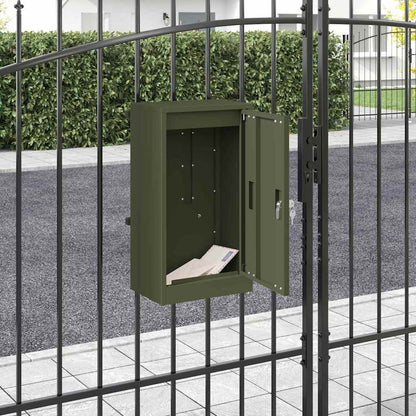 vidaXL Mailbox with Storage Olive green 30 x 20 x 55 cm Steel