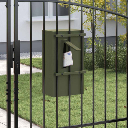 vidaXL Mailbox with Storage Olive green 30 x 20 x 55 cm Steel