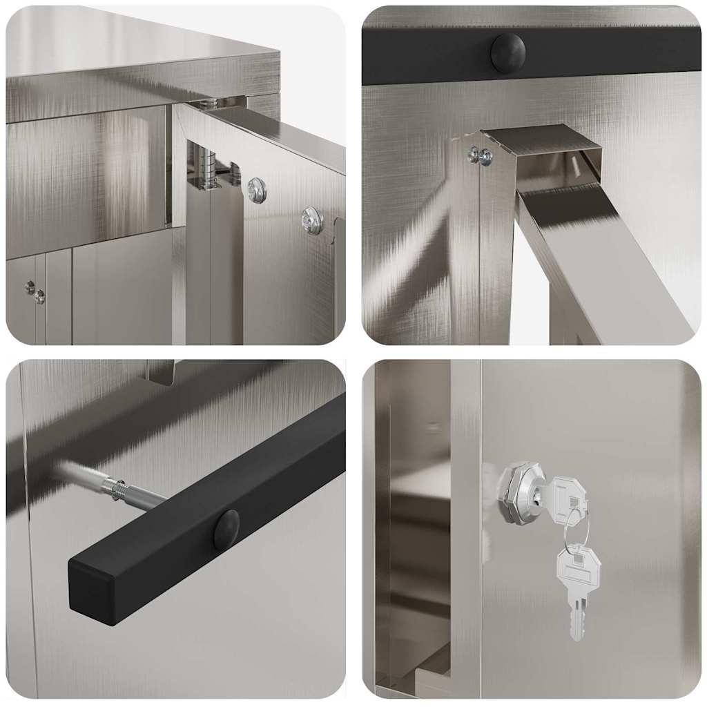 vidaXL Mailbox with Storage Silver 30 x 20 x 55 cm Stainless Steel