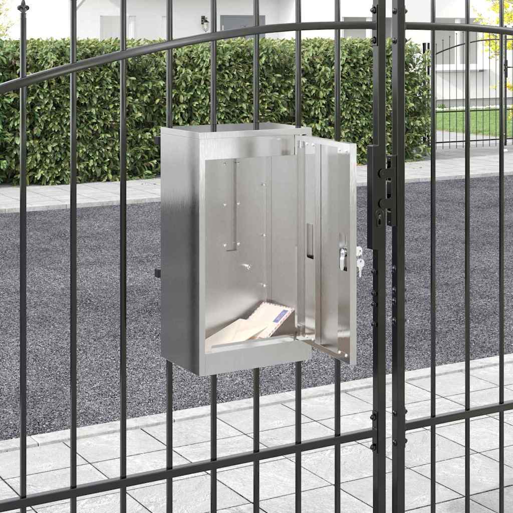 vidaXL Mailbox with Storage Silver 30 x 20 x 55 cm Stainless Steel