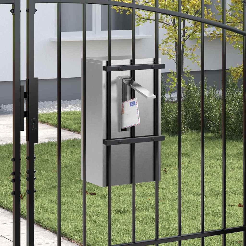 vidaXL Mailbox with Storage Silver 30 x 20 x 55 cm Stainless Steel
