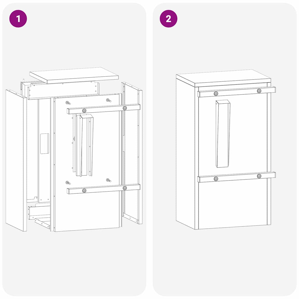 vidaXL Mailbox with Storage Black 30 x 20 x 55 cm Galvanised Steel