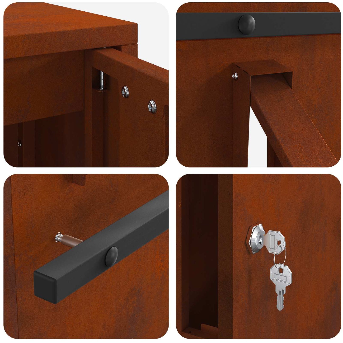 vidaXL Mailbox with Storage Rusty 30 x 20 x 55 cm Weathering Steel