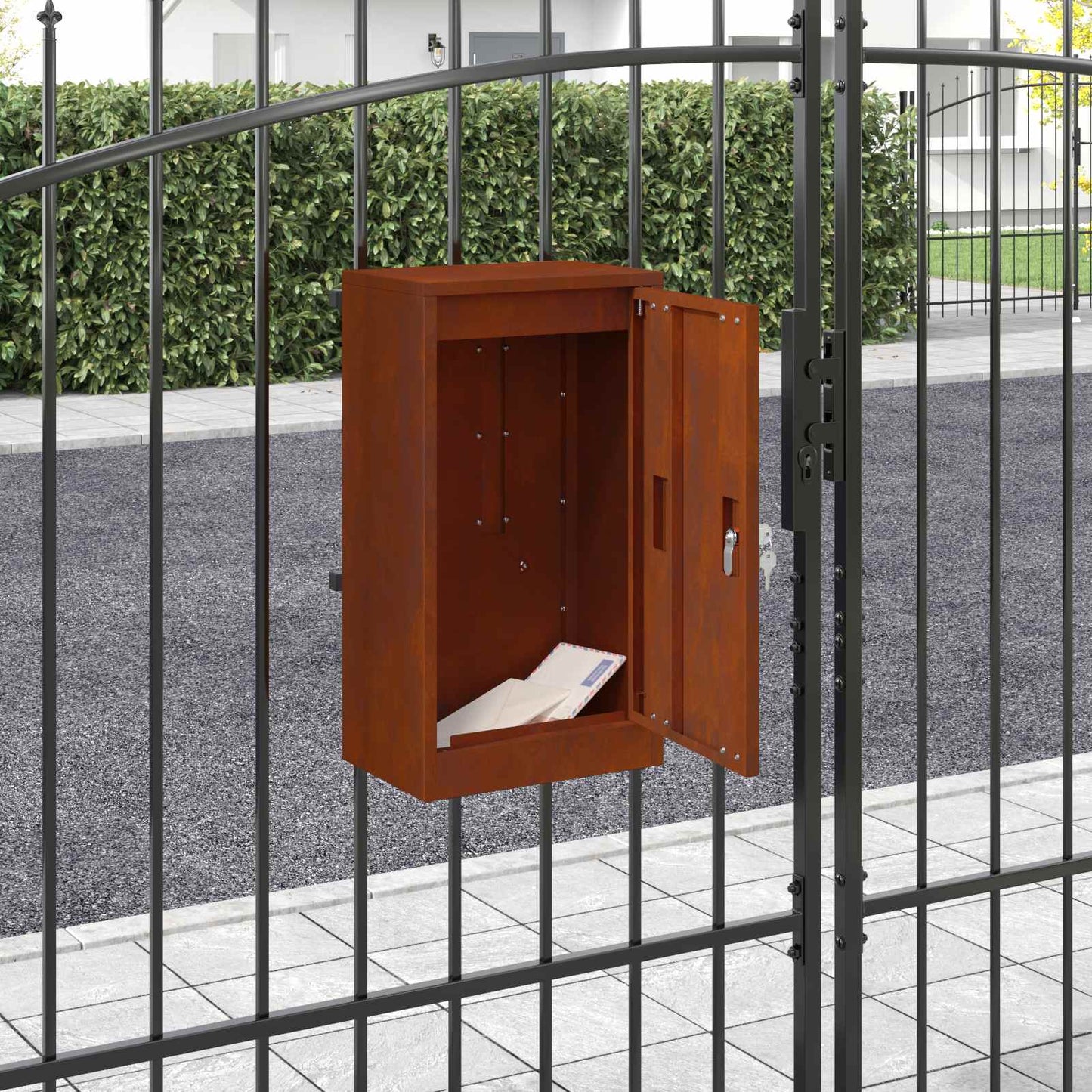 vidaXL Mailbox with Storage Rusty 30 x 20 x 55 cm Weathering Steel