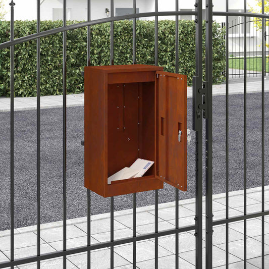 vidaXL Mailbox with Storage Rusty 30 x 20 x 55 cm Weathering Steel