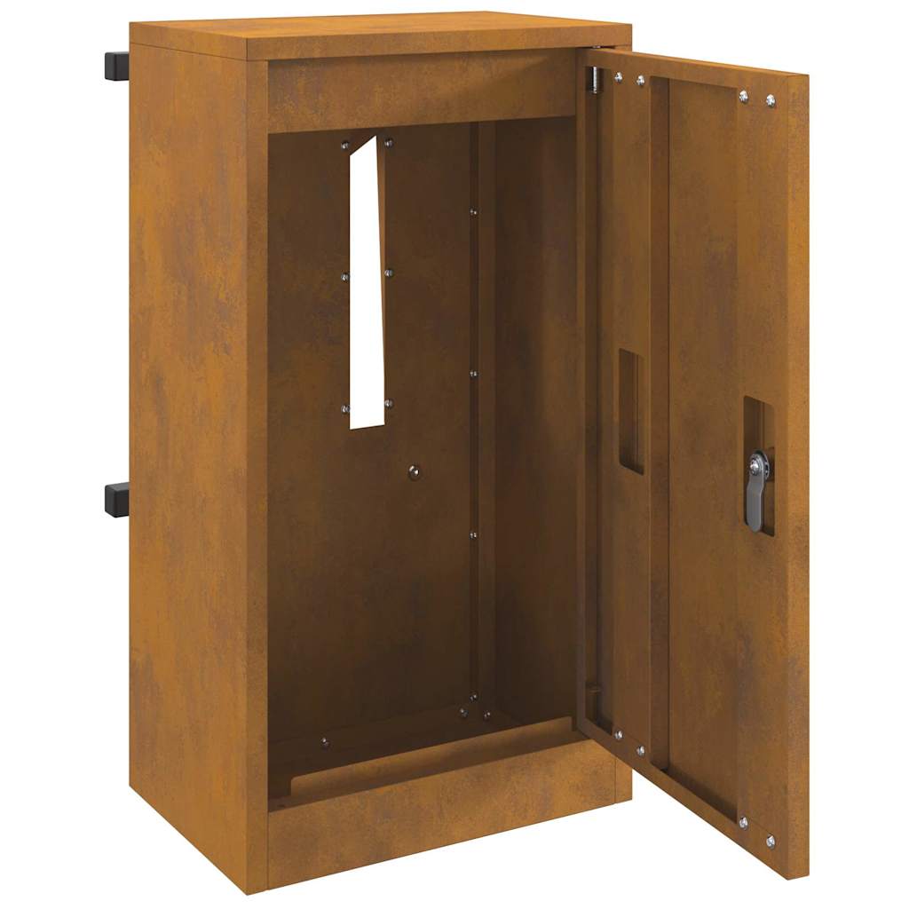 vidaXL Mailbox with Storage Rusty 30 x 20 x 55 cm Weathering Steel