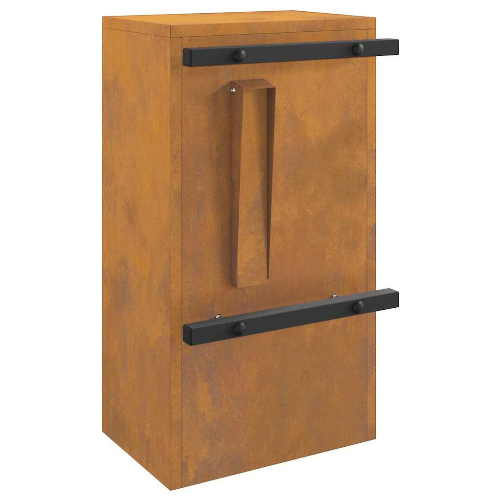 vidaXL Mailbox with Storage Rusty 30 x 20 x 55 cm Weathering Steel