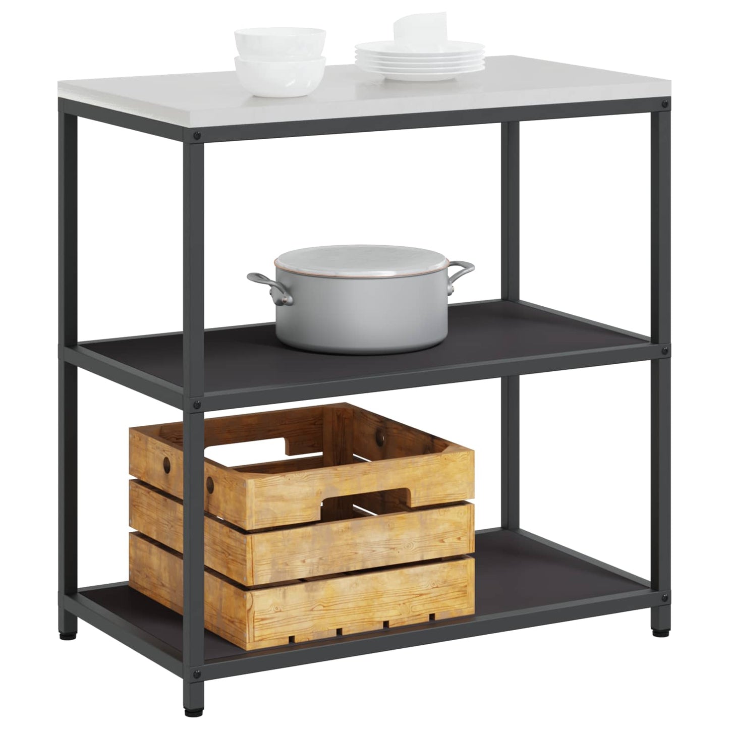 vidaXL Kitchen Storage HATTEM Black 90 x 50 x 92 cm Steel