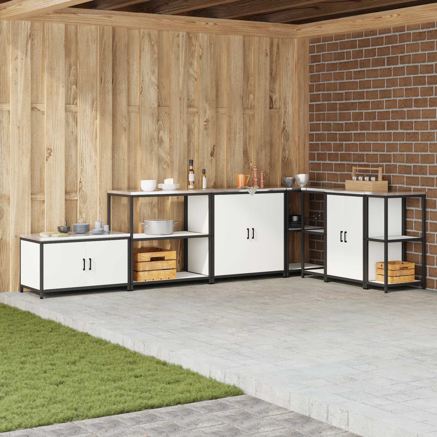 vidaXL Kitchen Storage HATTEM White 90 x 50 x 92 cm Steel