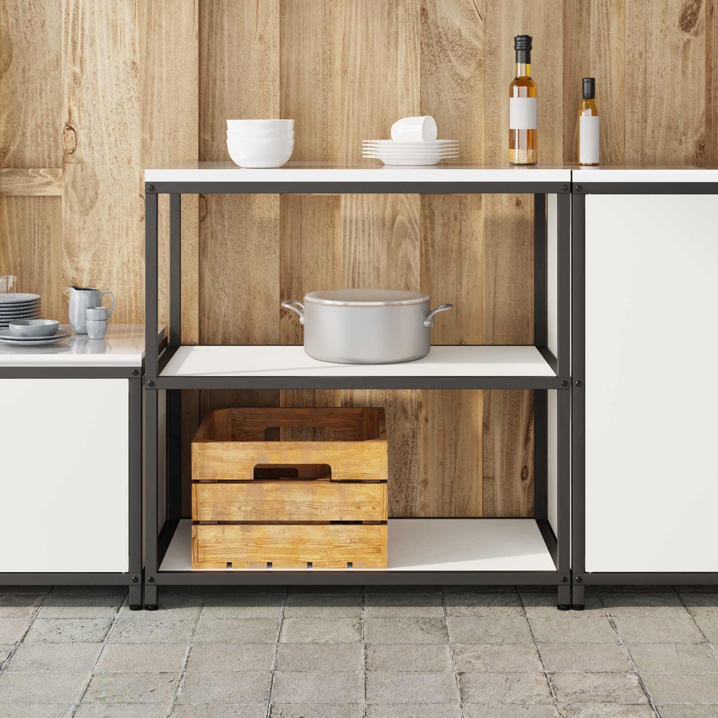 vidaXL Kitchen Storage HATTEM White 90 x 50 x 92 cm Steel