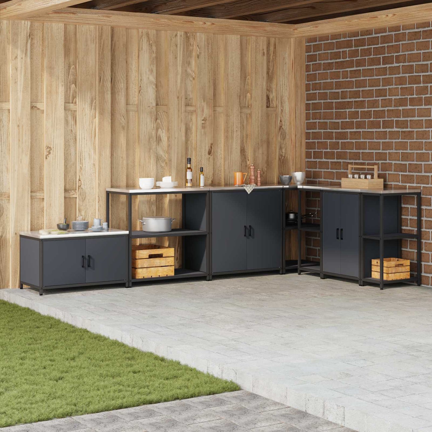 vidaXL Kitchen Storage HATTEM Anthracite 90 x 50 x 92 cm Steel