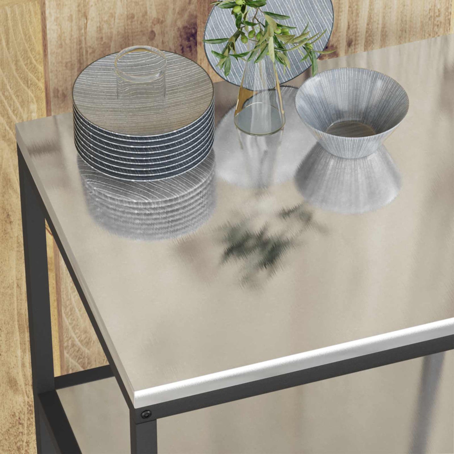 vidaXL Kitchen Storage HATTEM Silver 90 x 50 x 92 cm Steel