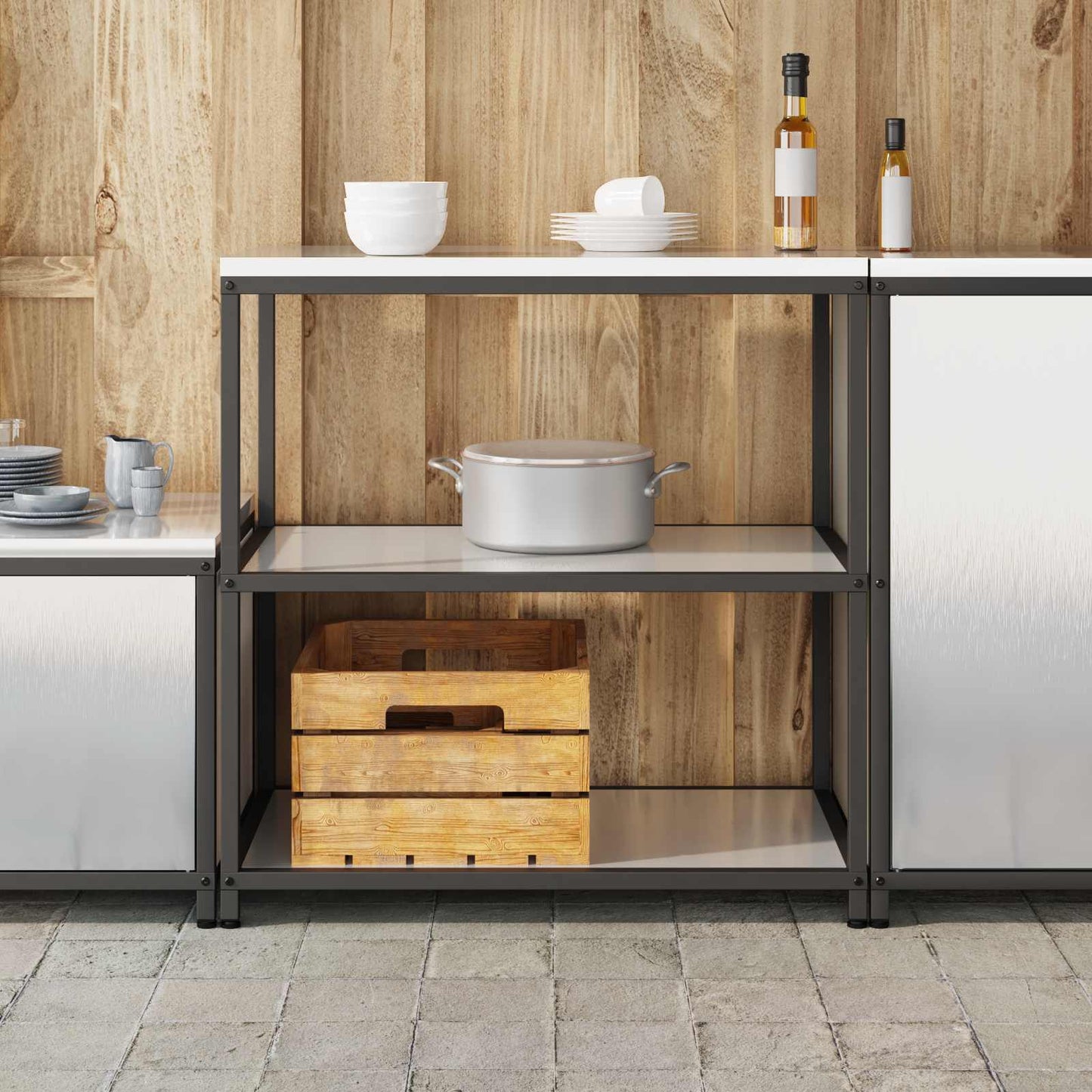vidaXL Kitchen Storage HATTEM Silver 90 x 50 x 92 cm Steel