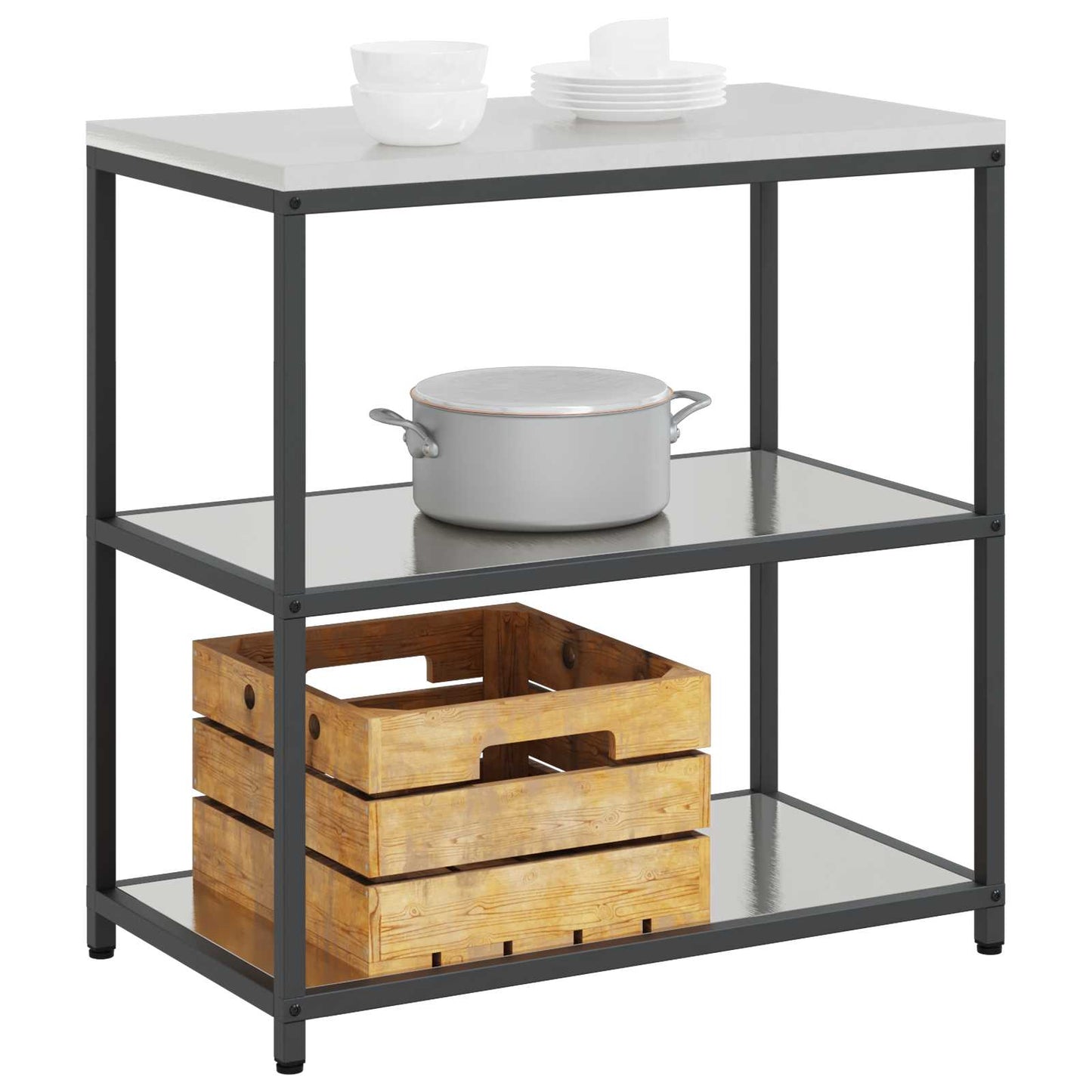 vidaXL Kitchen Storage HATTEM Silver 90 x 50 x 92 cm Steel