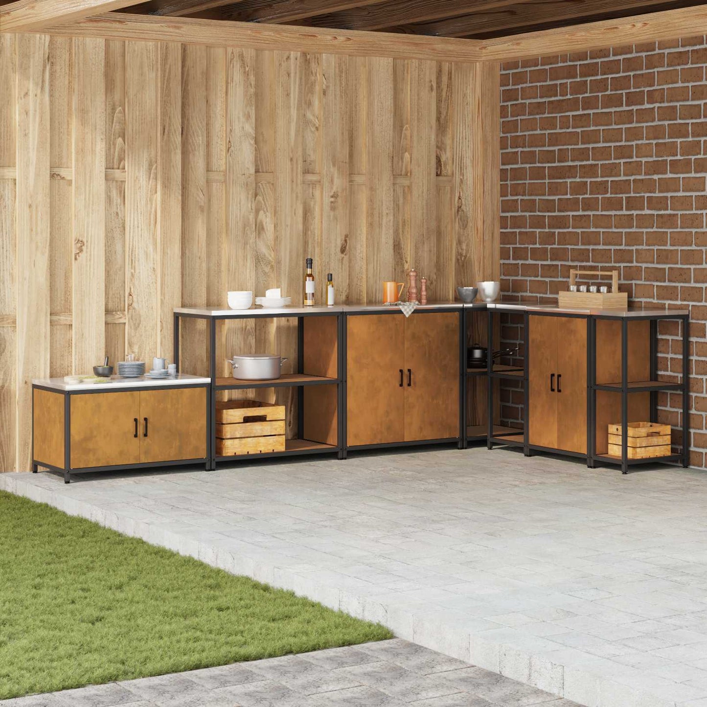 vidaXL Kitchen Storage HATTEM Rusty 90 x 50 x 92 cm Steel