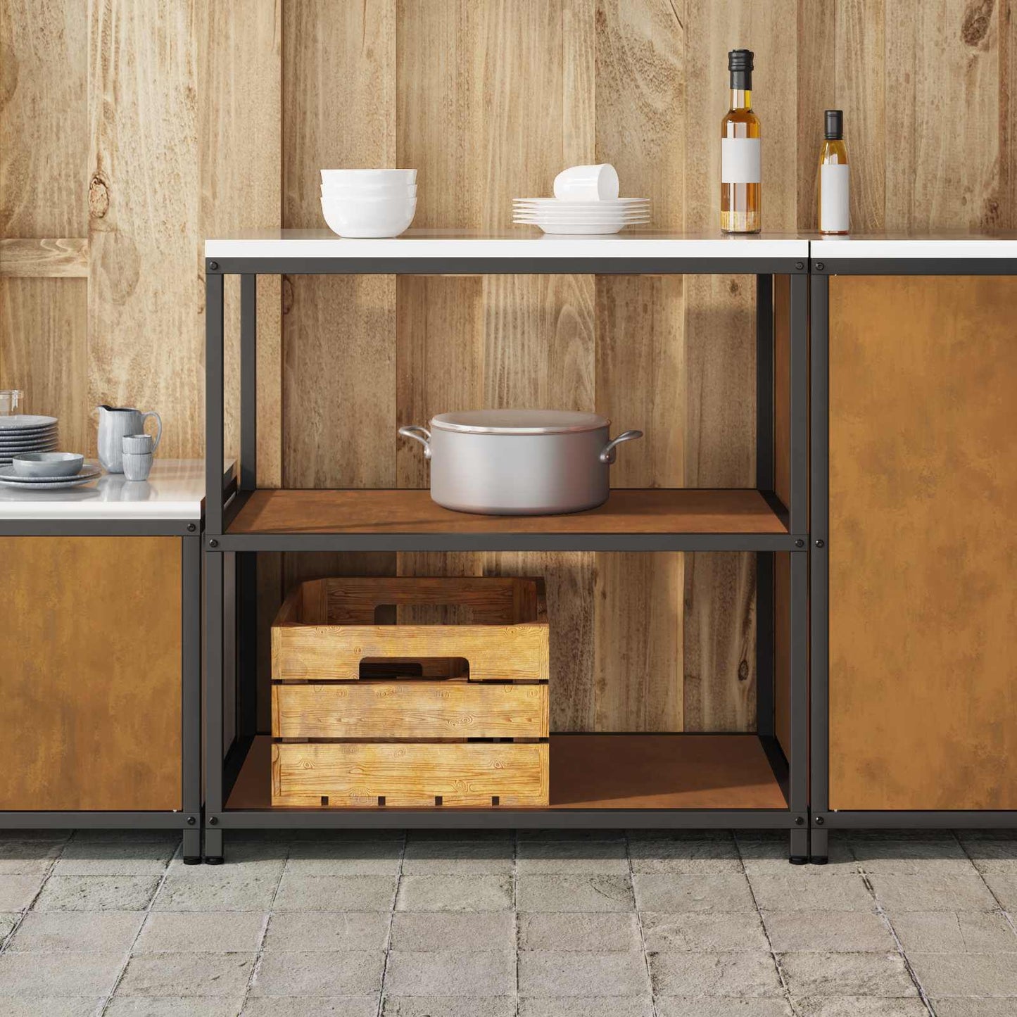 vidaXL Kitchen Storage HATTEM Rusty 90 x 50 x 92 cm Steel