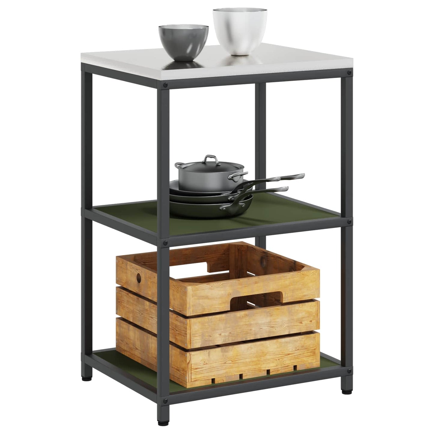 vidaXL Kitchen Storage HATTEM Olive Green 60 x 50 x 92 cm Steel