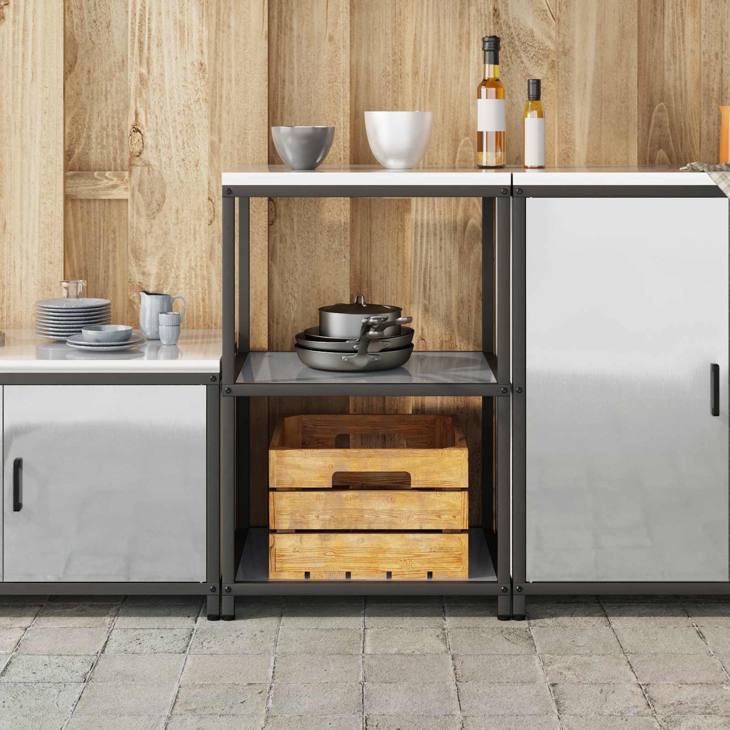 vidaXL Kitchen Storage HATTEM Silver 60 x 50 x 92 cm Steel