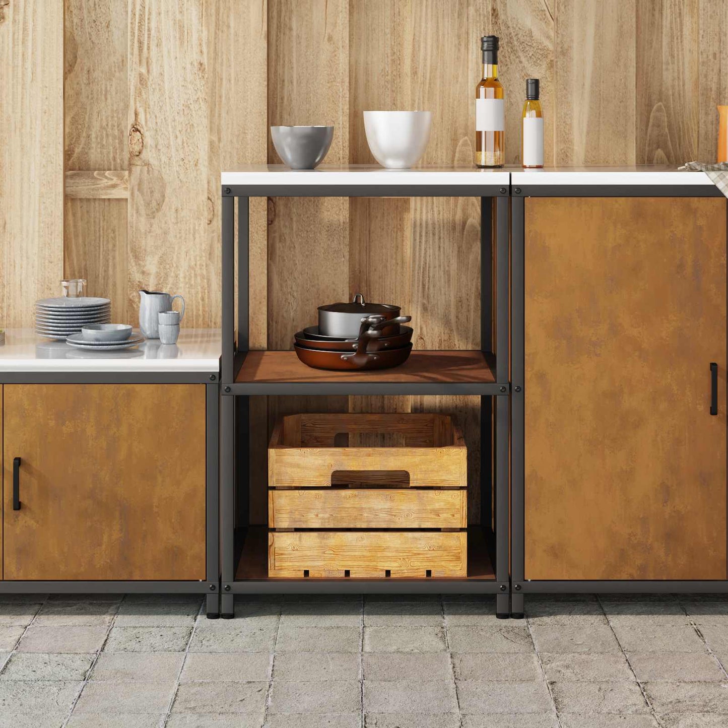 vidaXL Kitchen Storage HATTEM Rusty 60 x 50 x 92 cm Steel