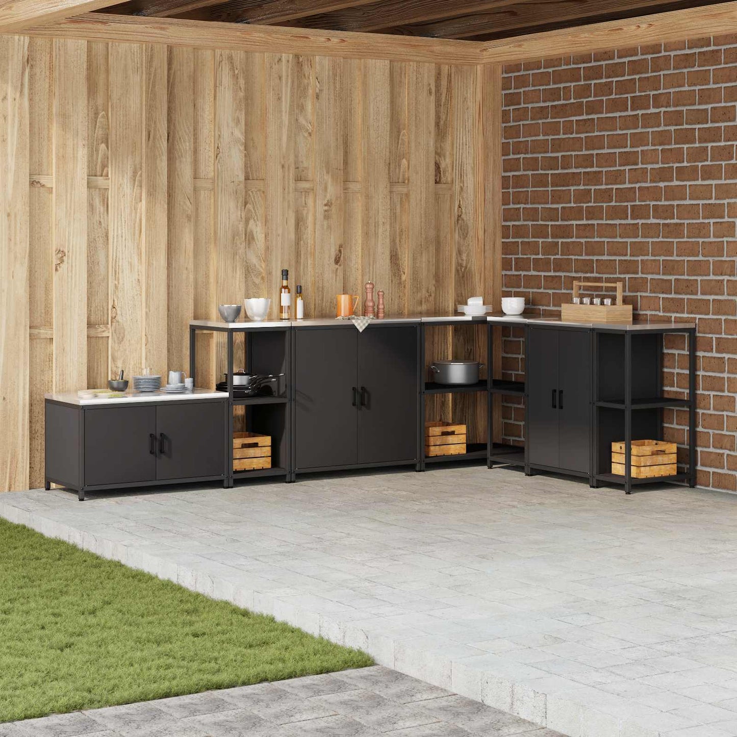 vidaXL Kitchen Storage HATTEM Black 40 x 50 x 92 cm Steel