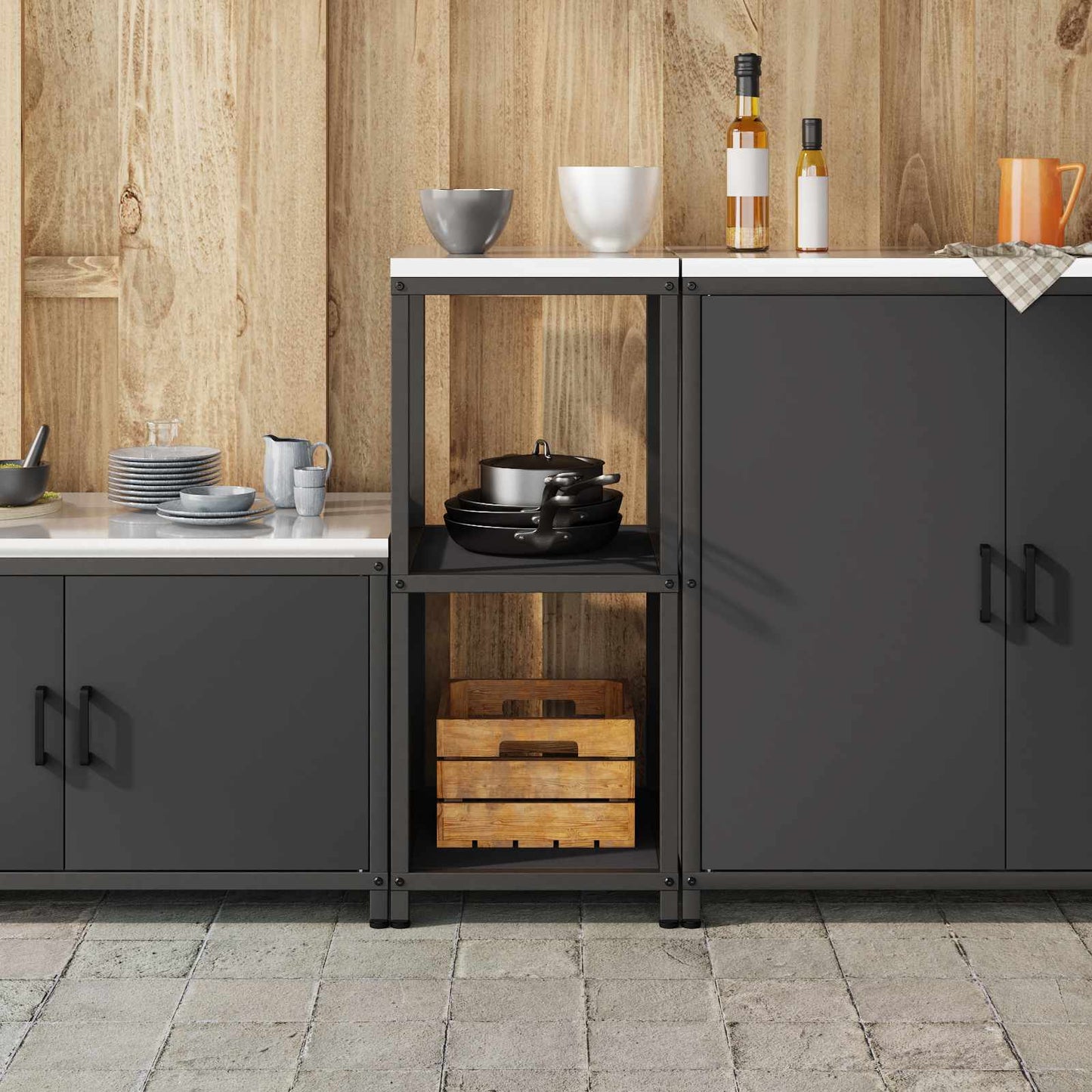 vidaXL Kitchen Storage HATTEM Black 40 x 50 x 92 cm Steel