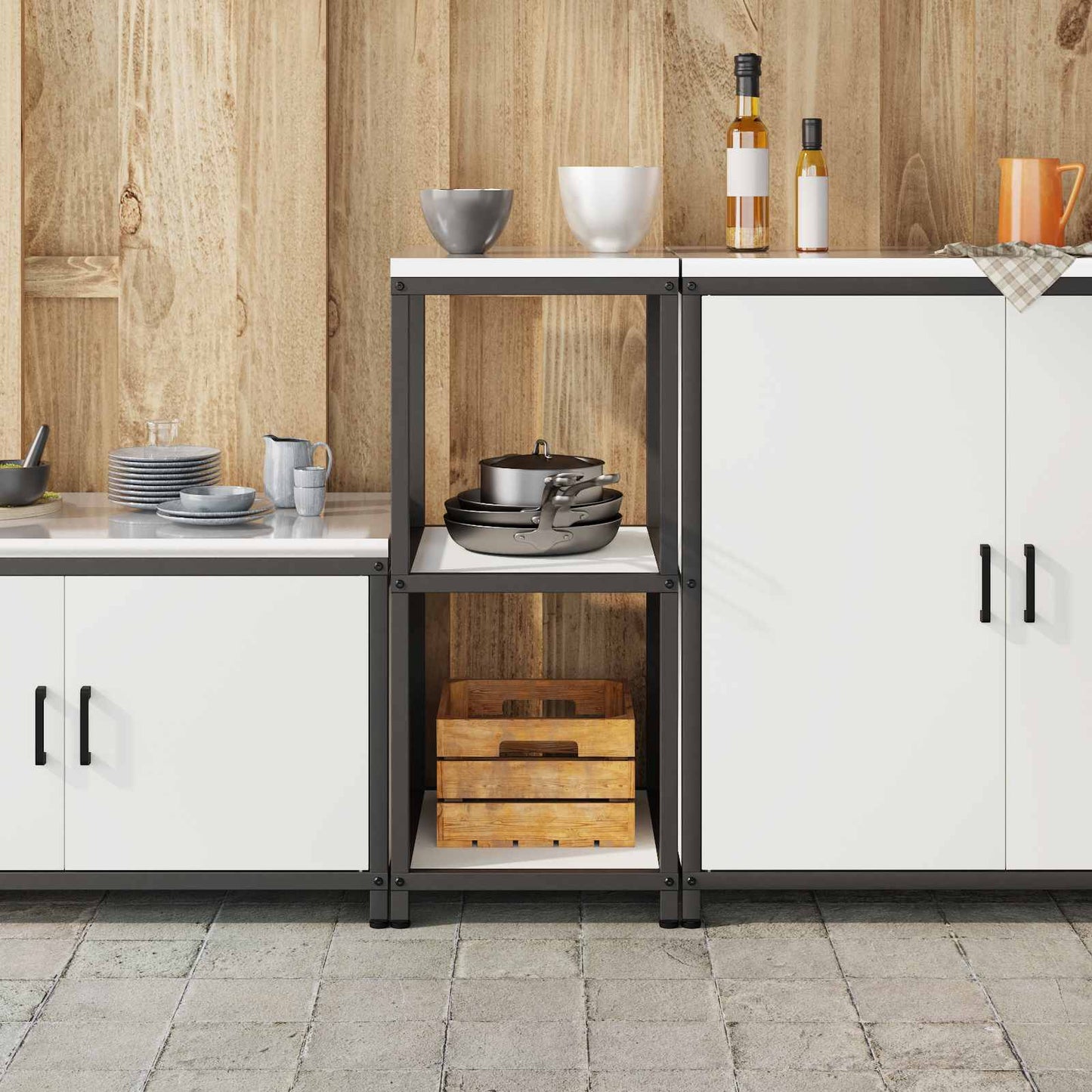 vidaXL Kitchen Storage HATTEM White 40 x 50 x 92 cm Steel