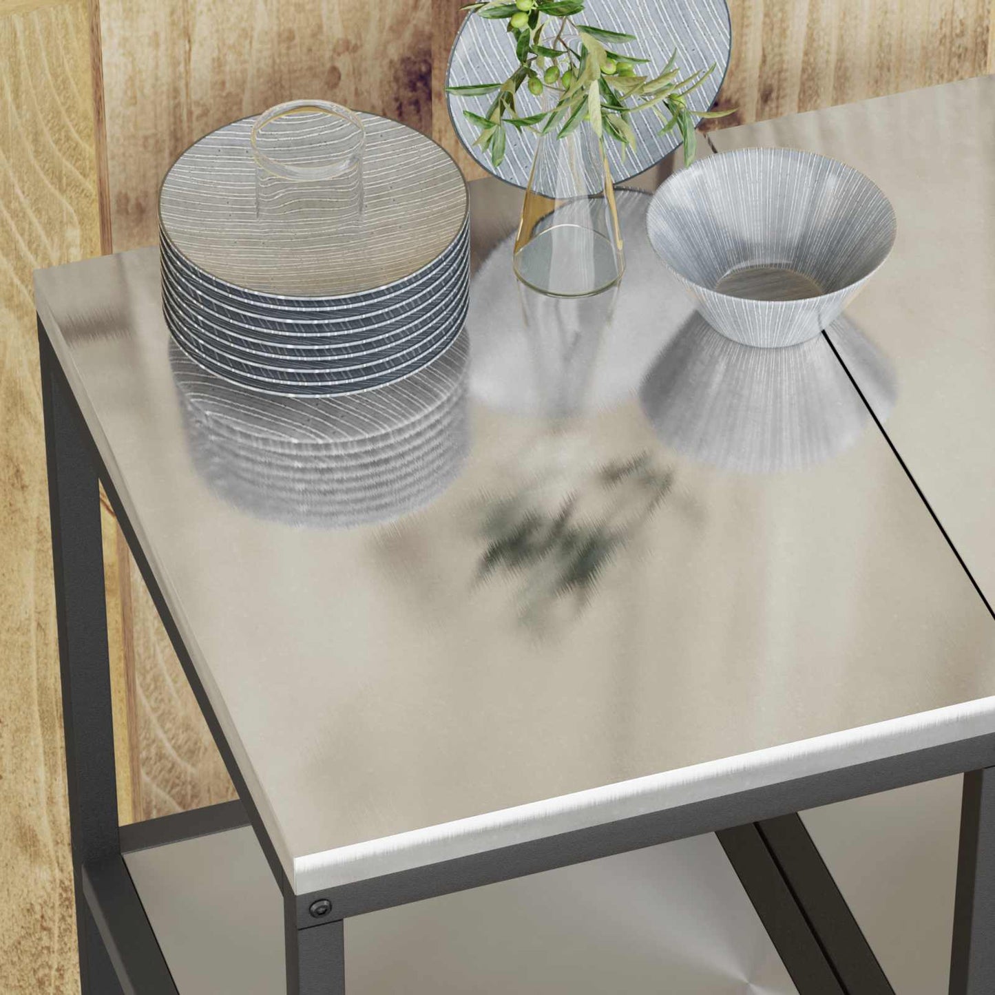 vidaXL Kitchen Storage HATTEM Silver 40 x 50 x 92 cm Steel