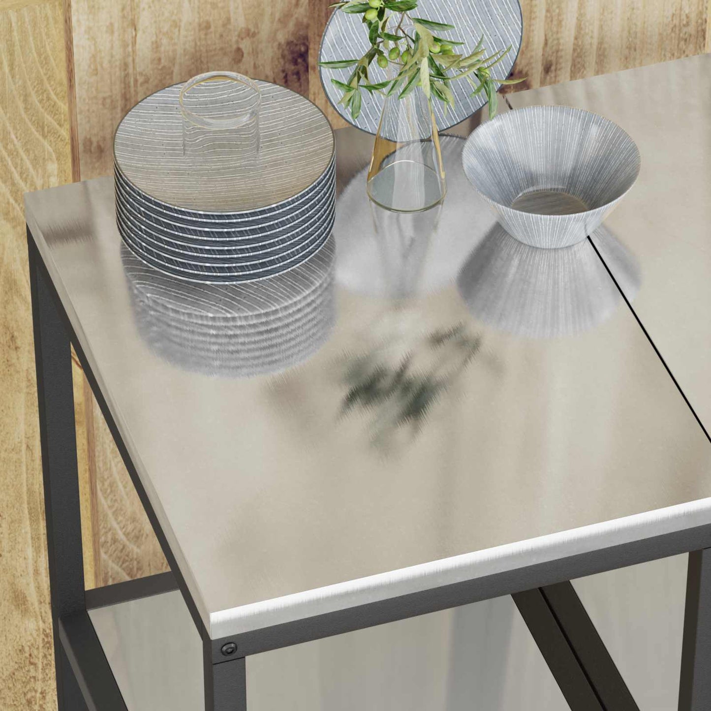 vidaXL Kitchen Storage HATTEM Silver 40 x 50 x 92 cm Steel
