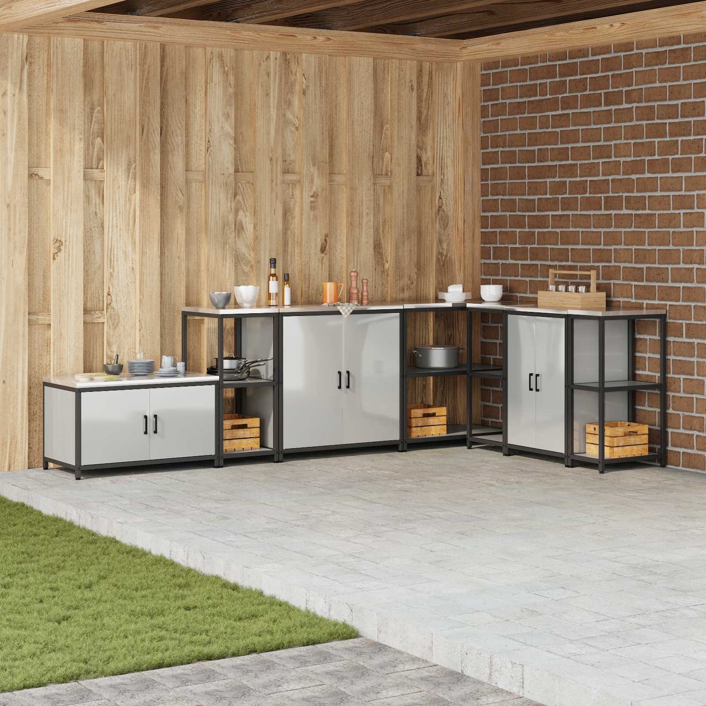vidaXL Kitchen Storage HATTEM Silver 40 x 50 x 92 cm Steel