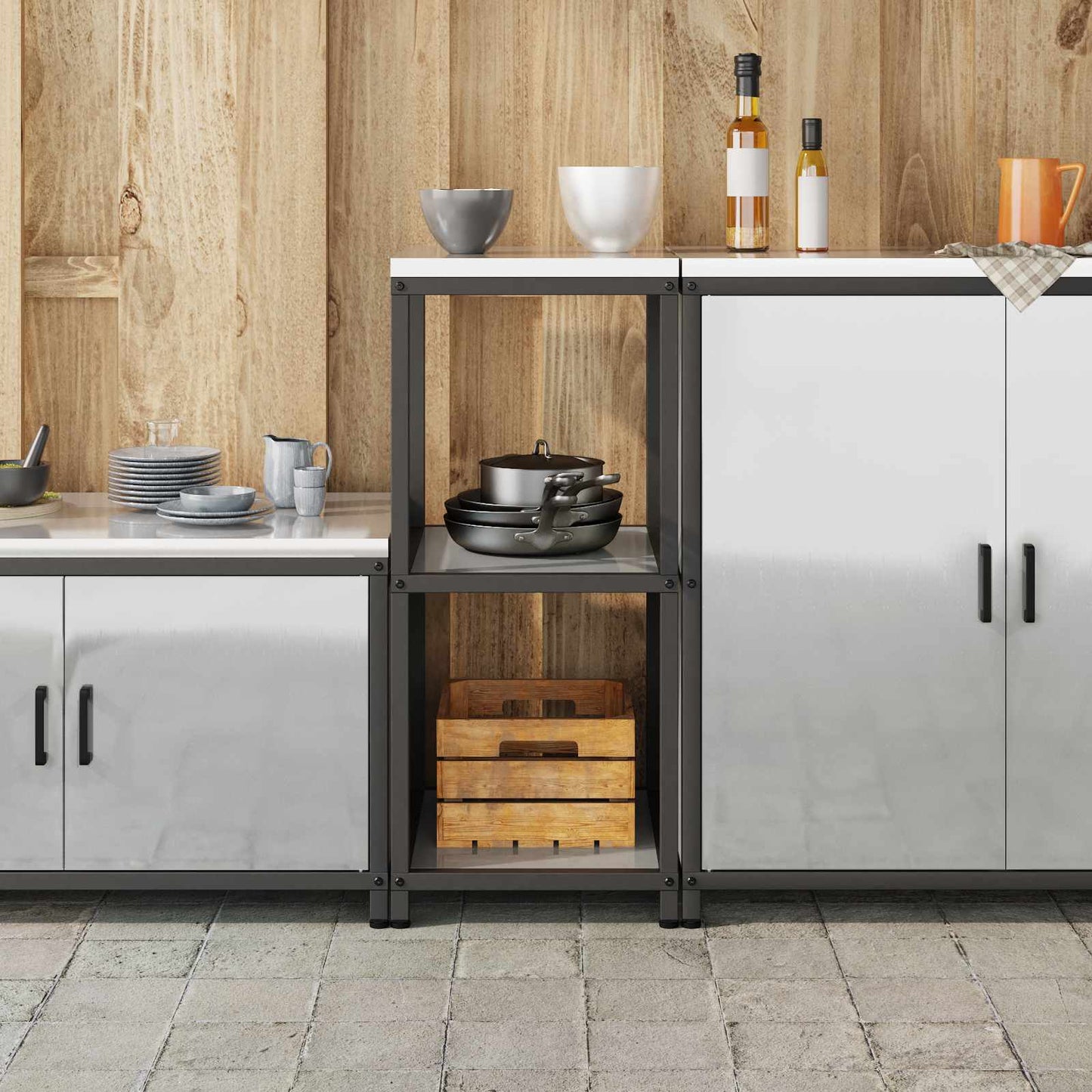 vidaXL Kitchen Storage HATTEM Silver 40 x 50 x 92 cm Steel