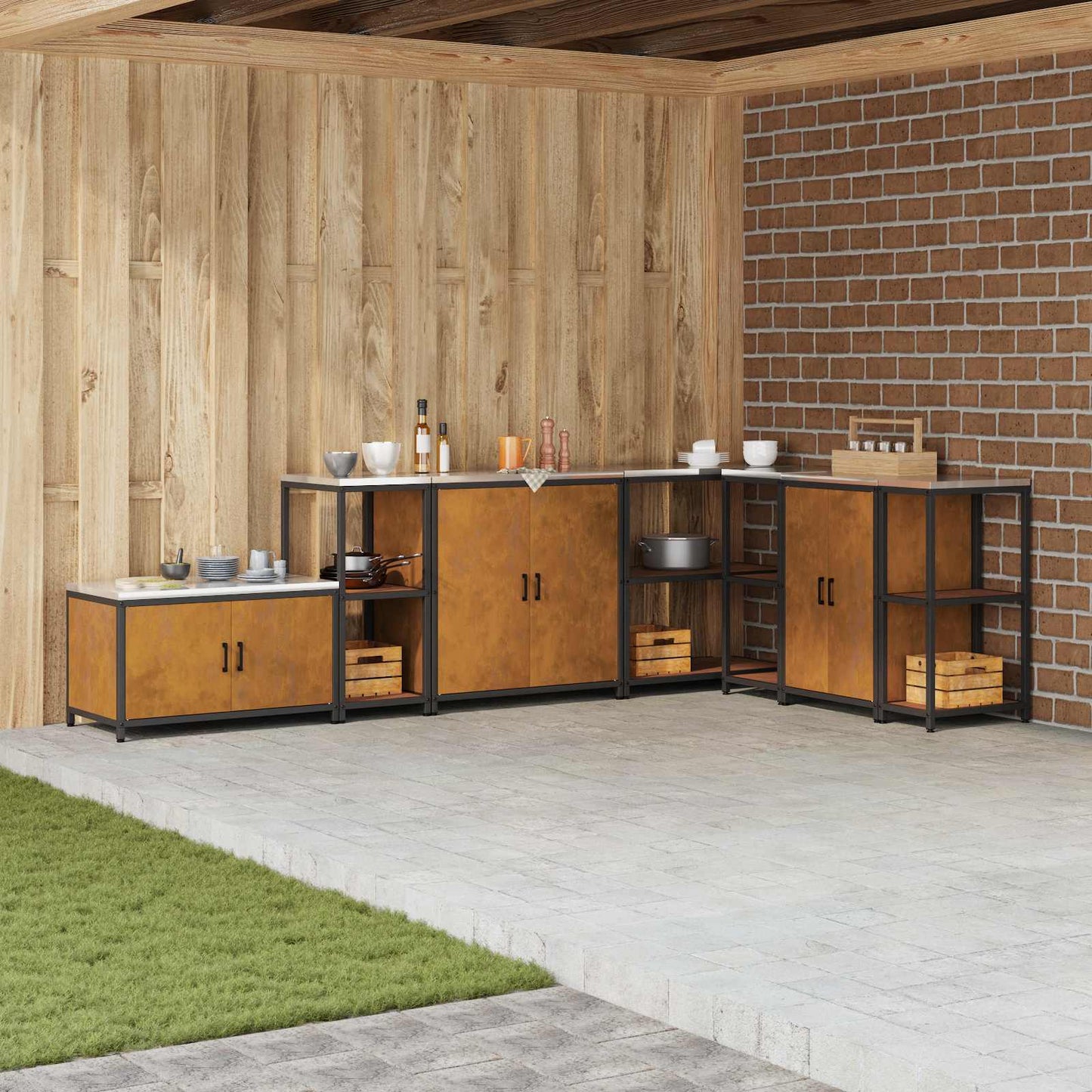 vidaXL Kitchen Storage HATTEM Rusty 40 x 50 x 92 cm Steel