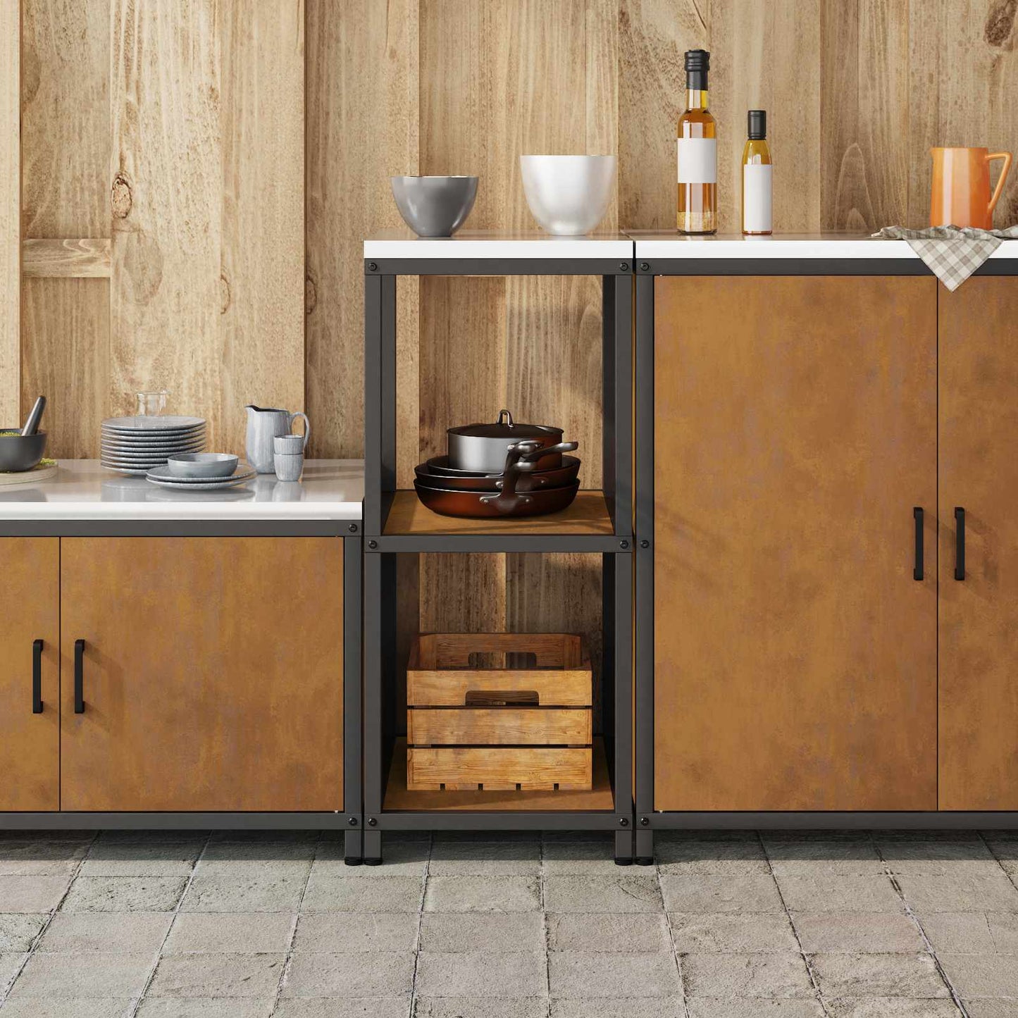 vidaXL Kitchen Storage HATTEM Rusty 40 x 50 x 92 cm Steel