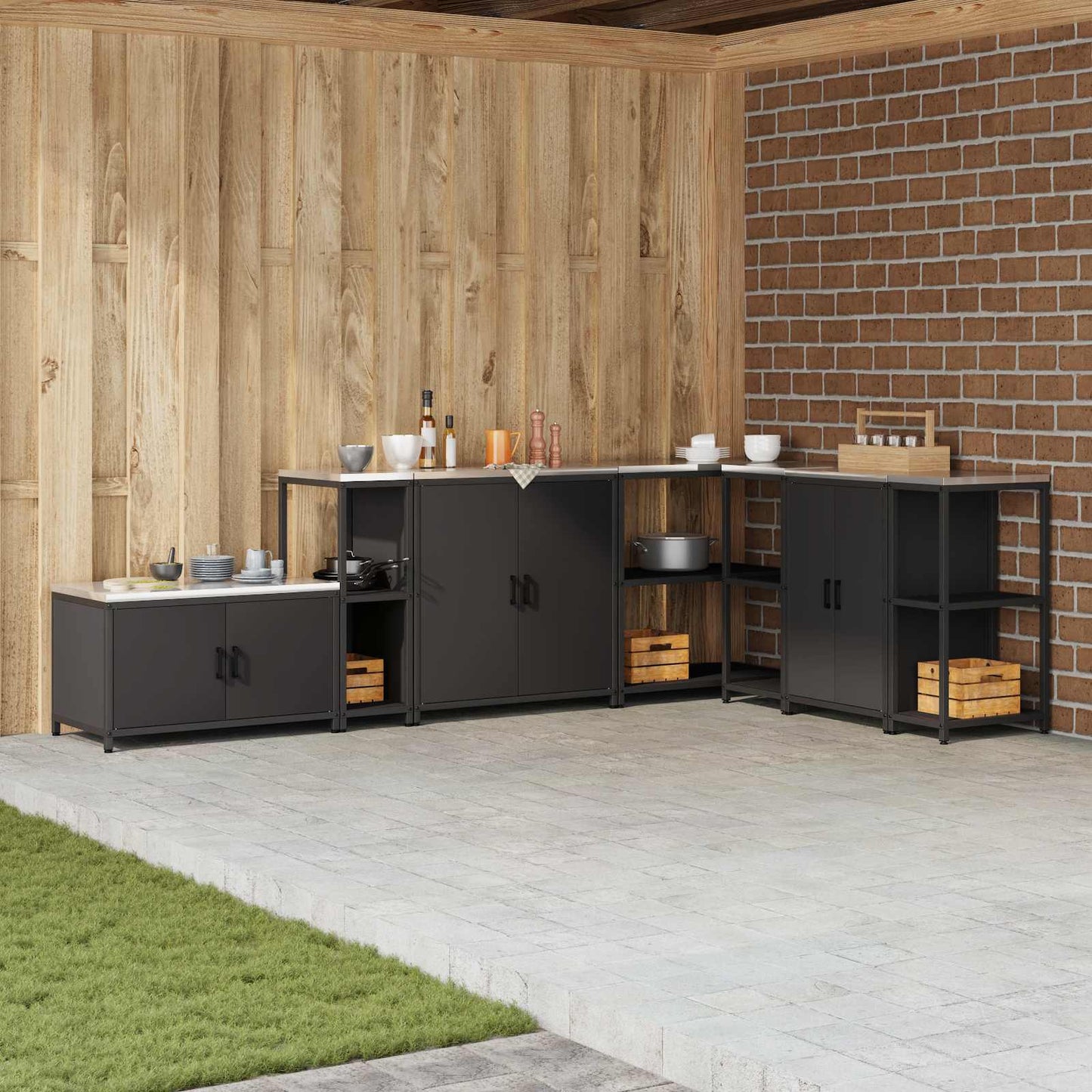 vidaXL Kitchen Storage HATTEM Black 30 x 50 x 92 cm Steel