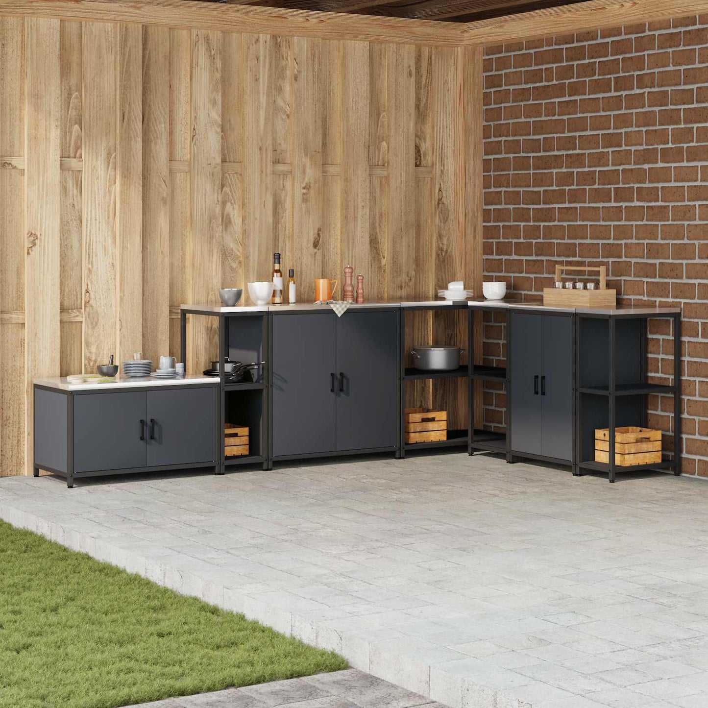 vidaXL Kitchen Storage HATTEM Anthracite 30 x 50 x 92 cm Steel