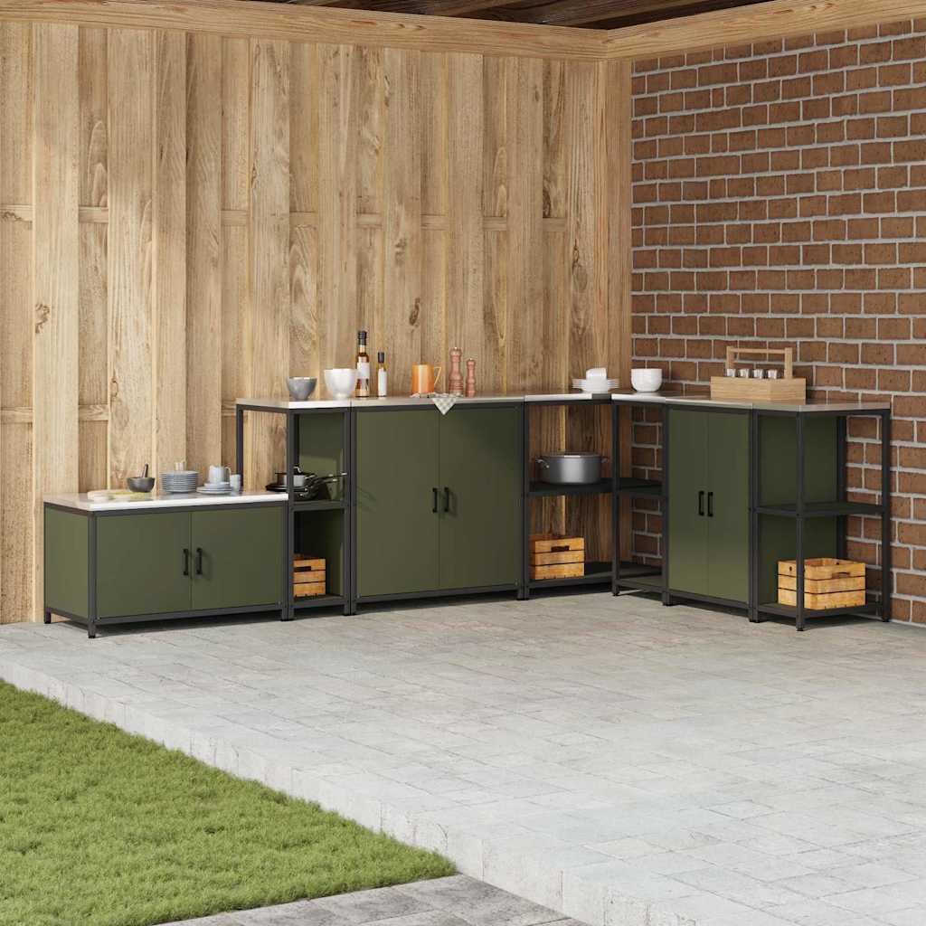 vidaXL Kitchen Storage HATTEM Olive Green 30 x 50 x 92 cm Steel